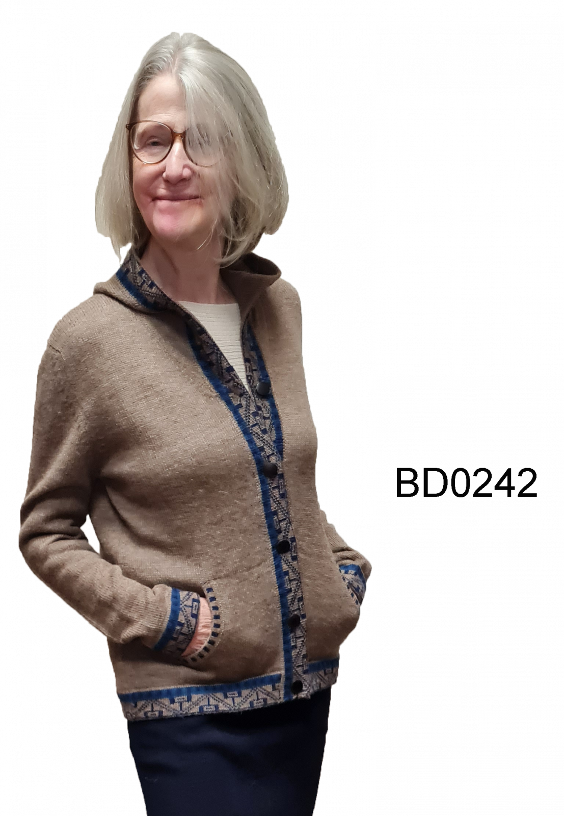 Alpaka Strickjacke mit Kaputze 