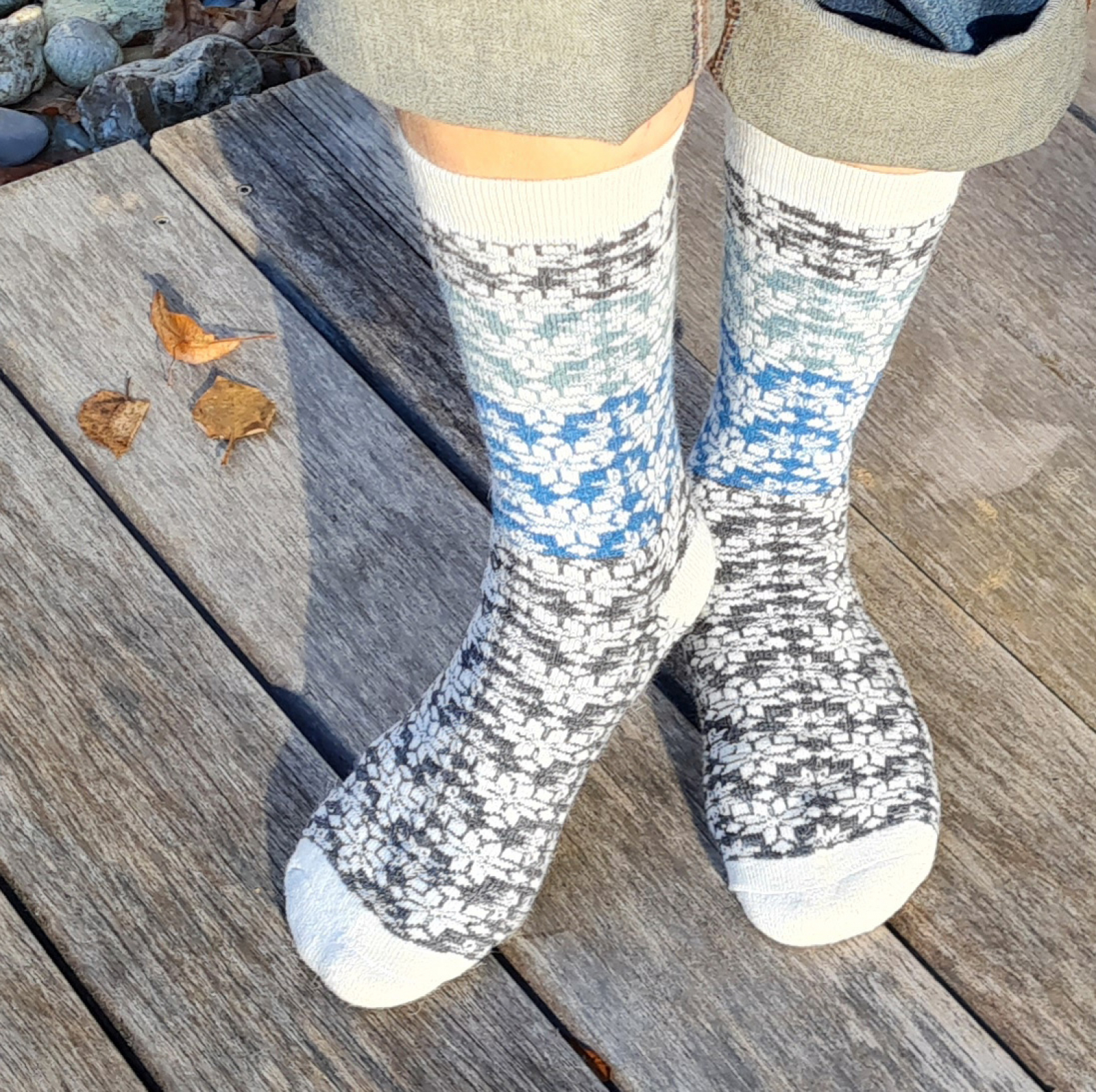 Alpaca Socks - Snow Flakes - aqua
