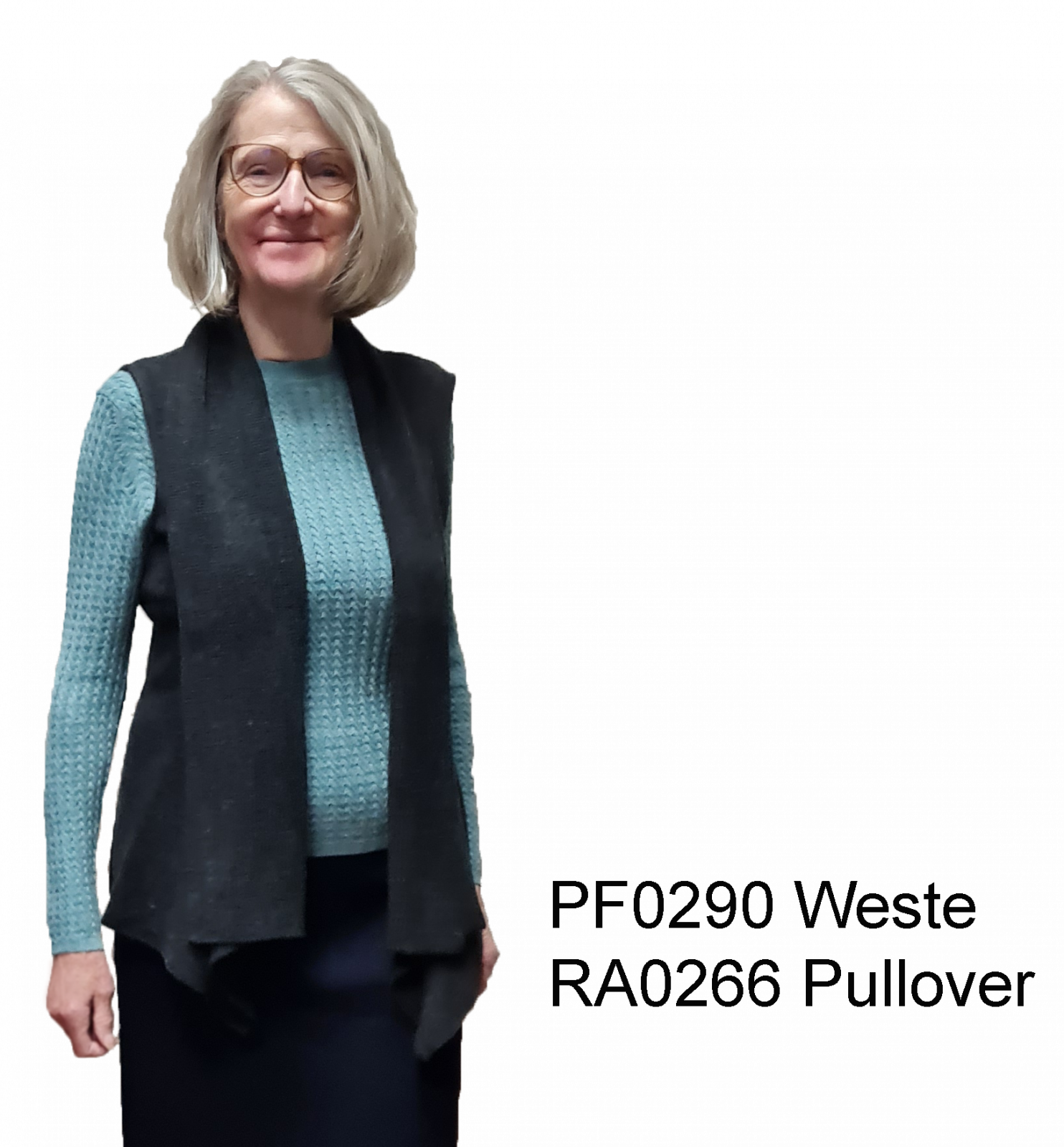 Damen Strickweste mit Kragen und geometrischen Details, Baby Alpaka