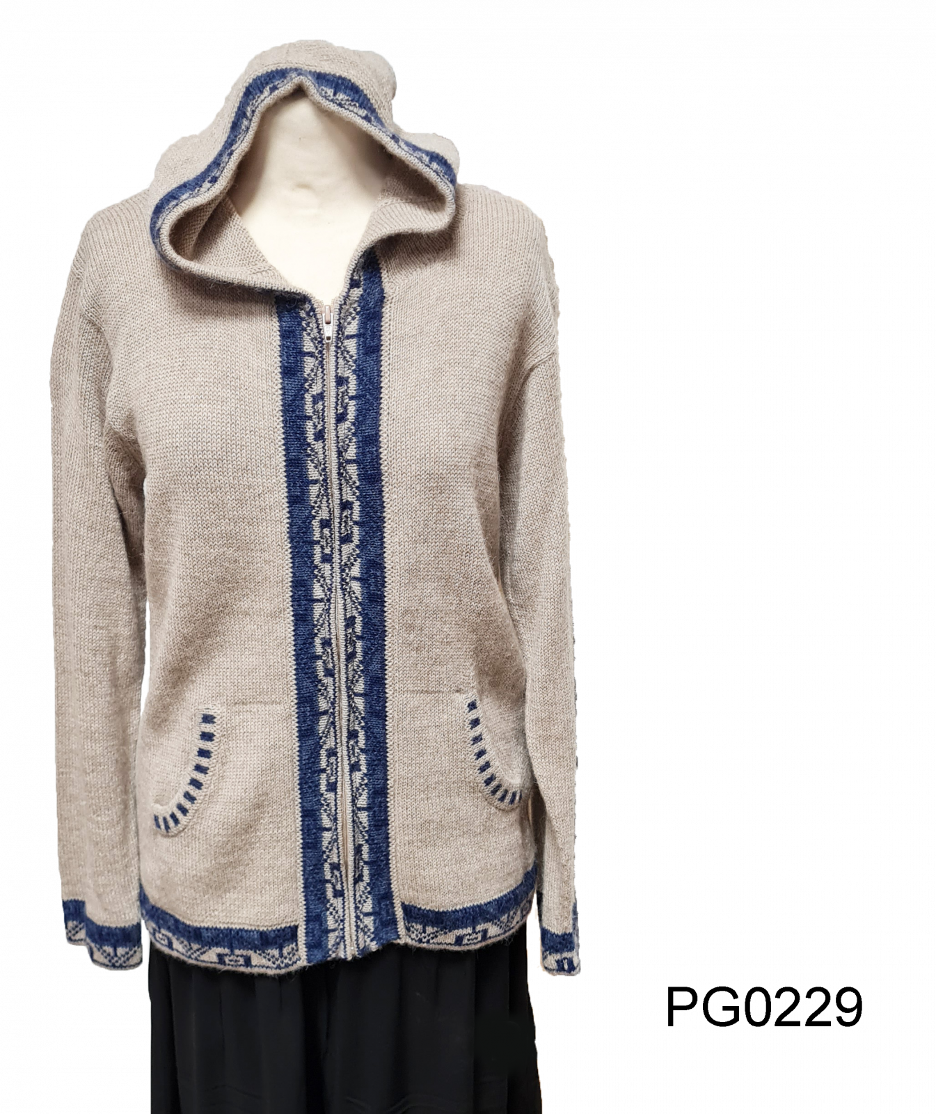 Alpaka Strickjacke mit Kaputze 