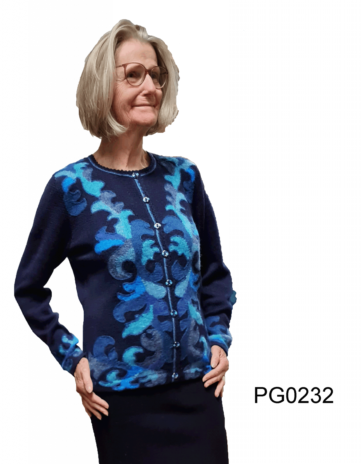 Damen Alpaka Rundausschnitt Strickjacke 