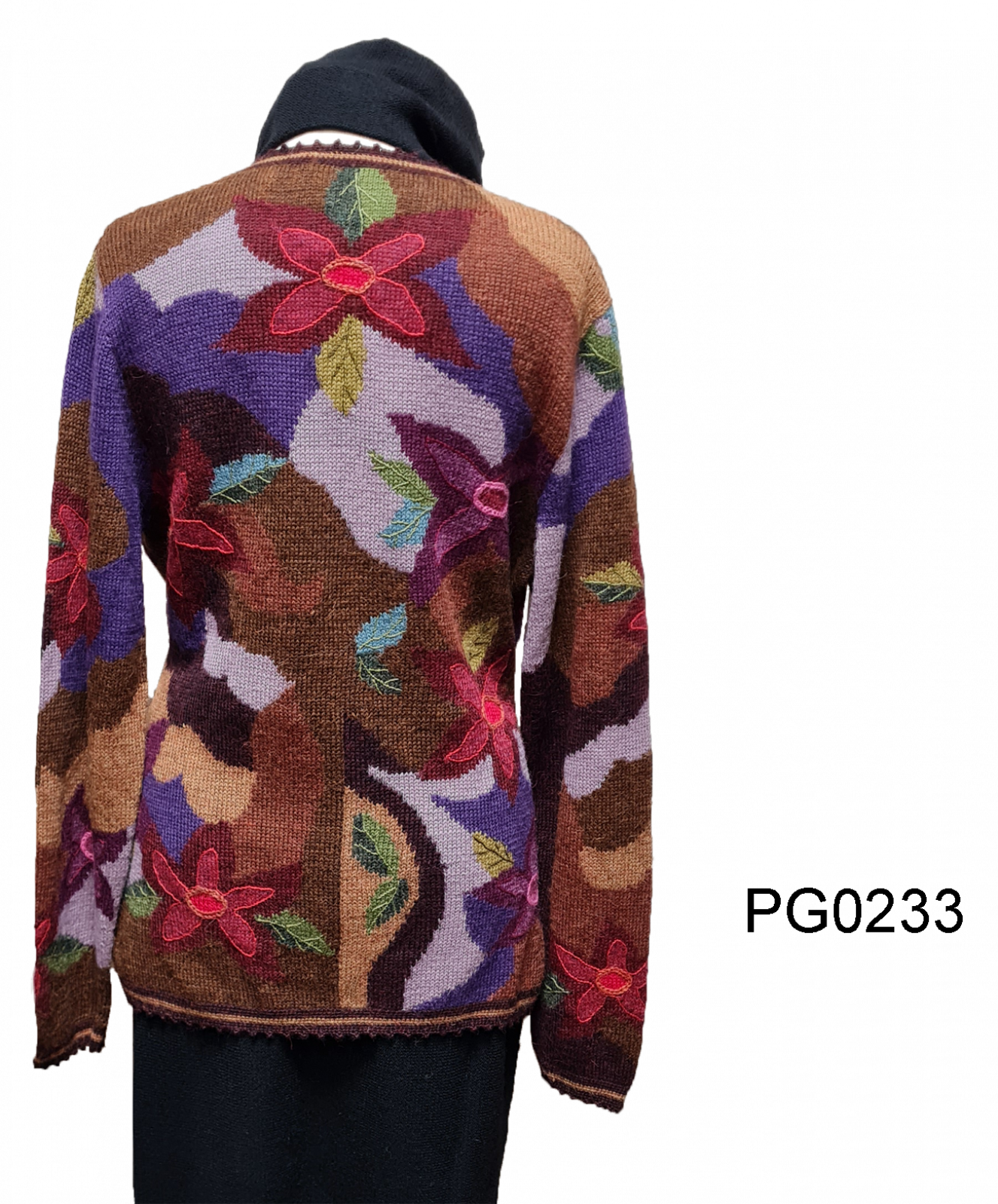 Damen Alpaka V-Ausschnitt Strickjacke "Autumn Dreams", Intarsien