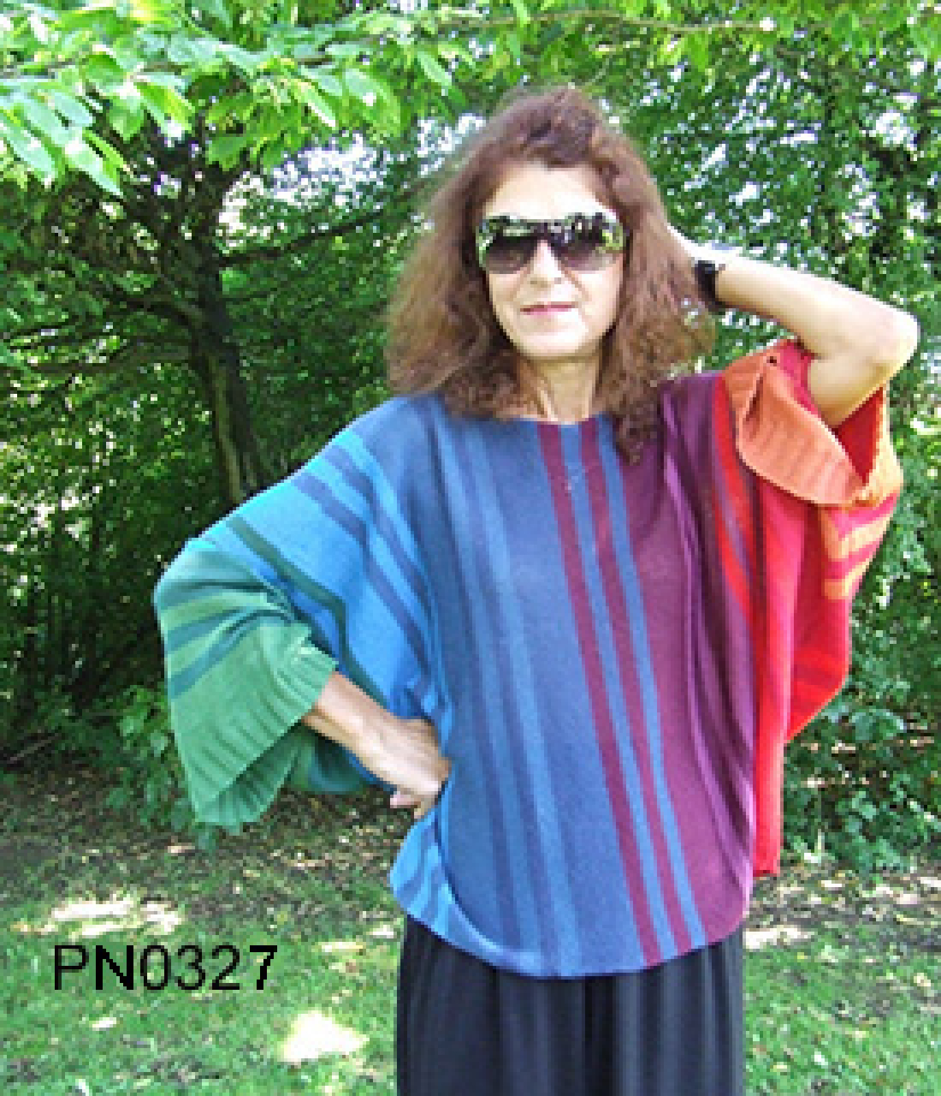 Damen Fledermaus-Pullover in Alpaka, Regenbogenfarben