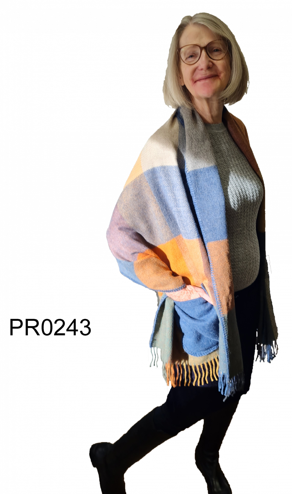 Babyalpaka Stola mit Plaidmuster 