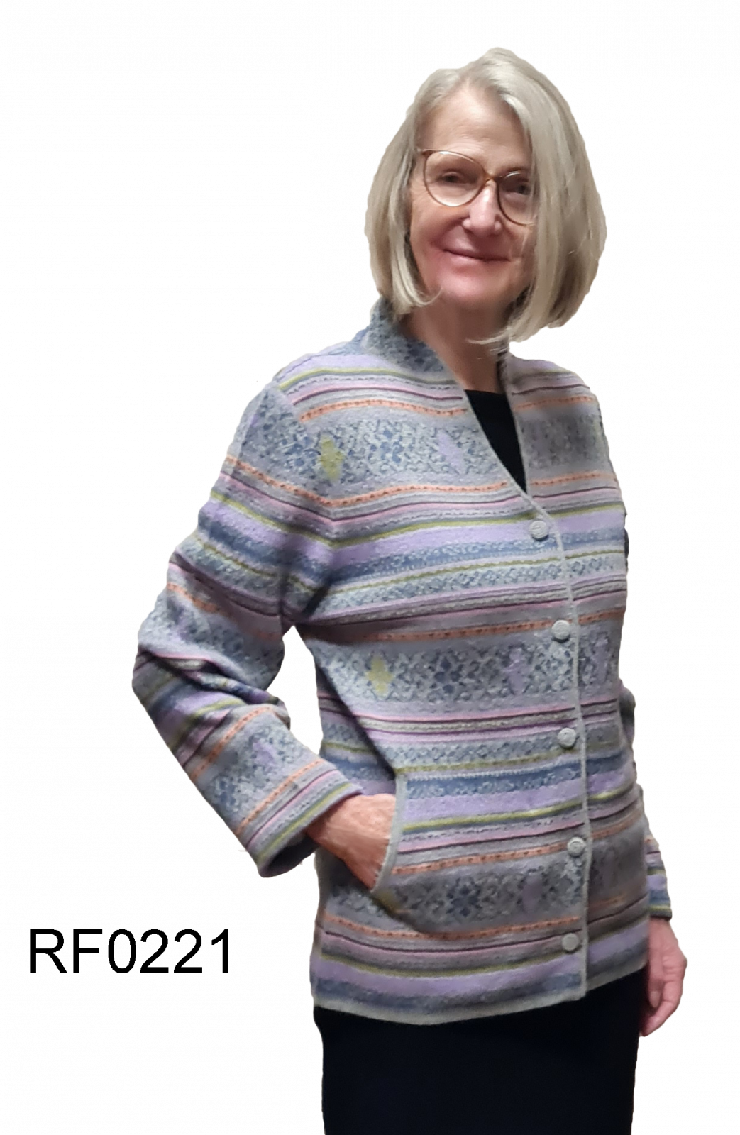 Women's Long Baby Alpaca Cardigan "Soft Ethnic", V-Neck