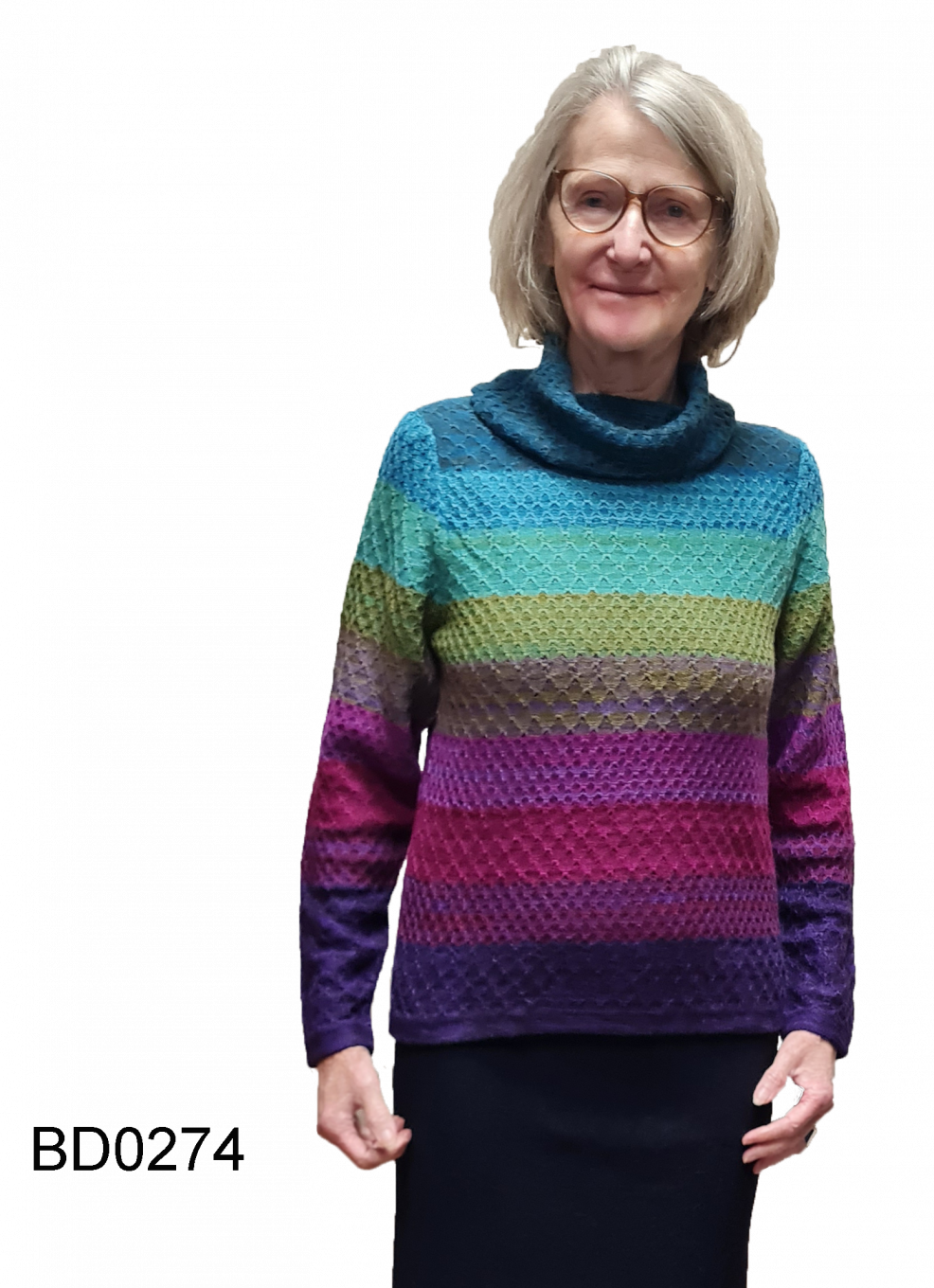 Damen Alpaka-Rolli "Regenbogen"