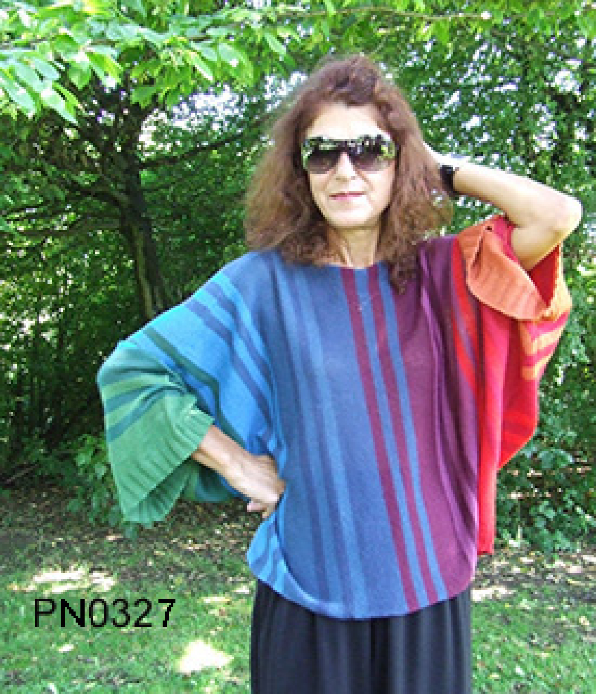 Damen Fledermaus-Pullover in Alpaka, Regenbogenfarben